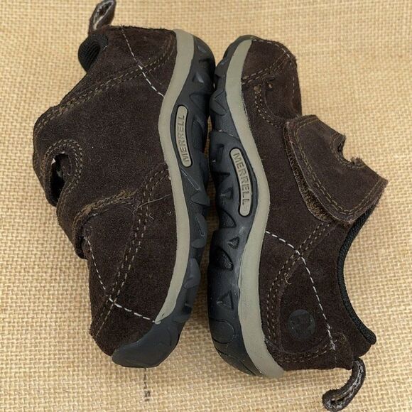 Boys Merrell Shoes Toddler Sz 5 Jungle Strap Hook and Loop Junior Espresso Brown - Picture 6 of 9